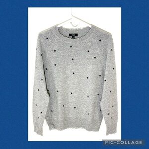 Aqua Cashmere Embroidered Star Cashmere Sweater